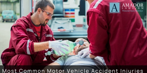emergency medical technicians helping someone after a motor vehicle accident injury Amador Law Firm in Houston and Brownsville Texas